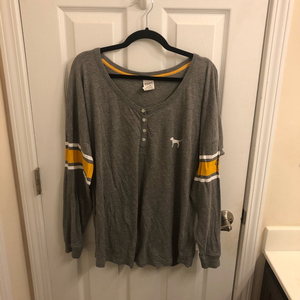 Victoria’s Secret Pink Long Sleeve Mustard Tee